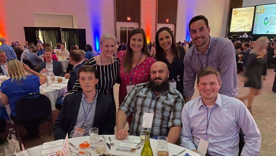 group photo at a banquet